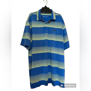Under Armour Heatgear polo men’s‎ XL blue/green striped